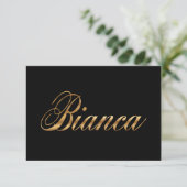 Carte de lettrage de design Bianca or (Debout devant)