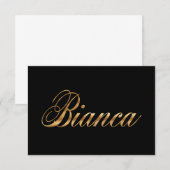 Carte de lettrage de design Bianca or (Devant / Derrière)
