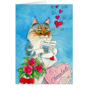 Carte de lettre d'amour de chat