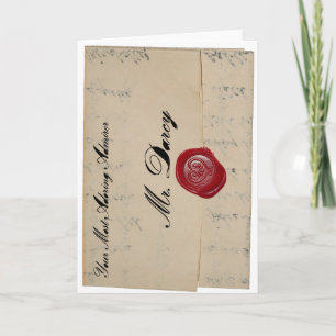Carte de lettre d'amour de M. Darcy