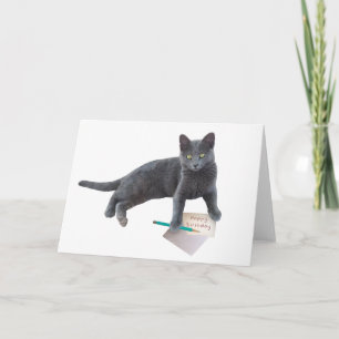 Carte de lettre d'anniversaire Gray Cat