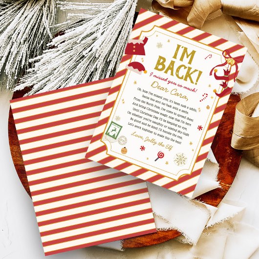 Carte de lettre d'arrivée de l'elfe de Noël