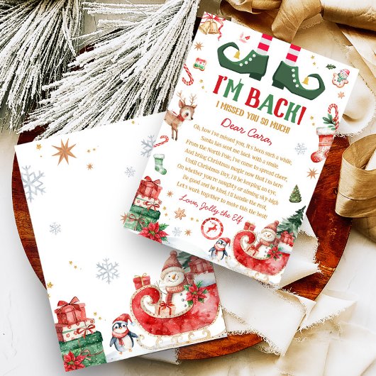 Carte de lettre d'arrivée de lutin de Noël