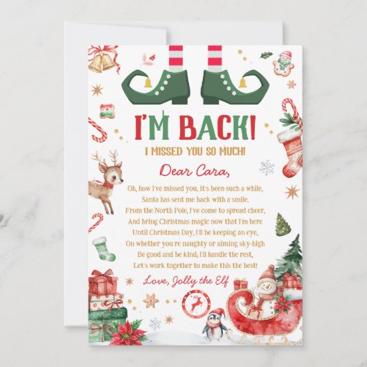 Carte de lettre d'arrivée de lutin de Noël (Devant)