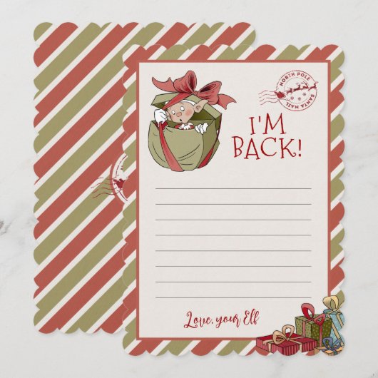 Carte de lettre de lutin "Je suis de retour" Carte (Devant / Derrière)