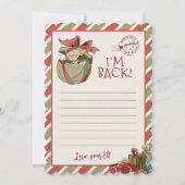 Carte de lettre de lutin "Je suis de retour" Carte (Devant)