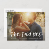 Carte de lettre Elle a dit oui Enregistrer la date (Devant / Derrière)