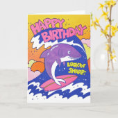 Carte de lettrepresse d'anniversaire de requin Loo (Fleur jaune)