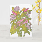 Carte de lettrepresse d'anniversaire Fleurs Tropic (Fleur jaune)