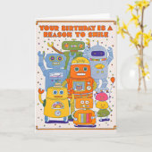 Carte de lettrepresse d'anniversaire Robot Smile (Fleur jaune)