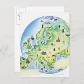 Carte de l'Europe avec des illustrations de célèbr (Devant / Derrière)