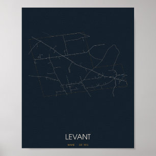 Carte de Levant Maine Poster (Nuit) – Établi en 18
