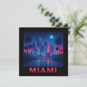 Carte de lever de lune à Miami - Skyline néon (Debout devant)