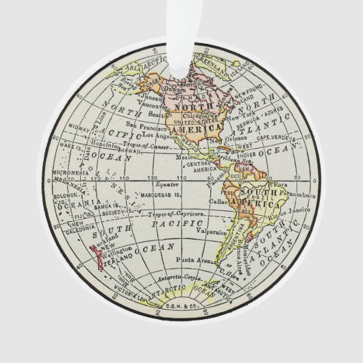 Carte de l'hémisphère occidental Globe Travel (devant)
