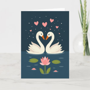 Carte de l'histoire d'amour romantique des cygnes