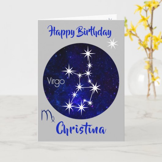 Carte de l'horoscope du zodiaque Vierge (Fleur jaune)