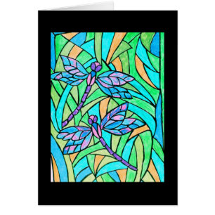 Carte de libellules en verre souillé