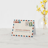 Carte de lieu d'anniversaire vintage Airmail (Fleur jaune)