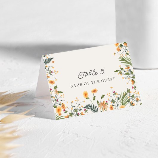 Carte de lieu de mariage aux jonquilles botaniques
