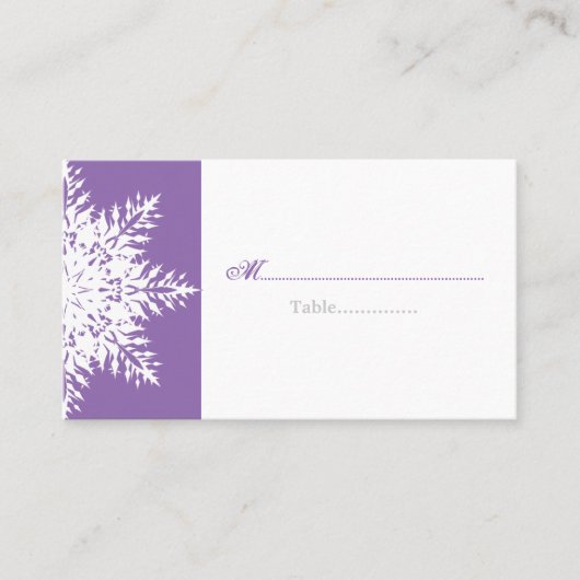 Carte de lieu de mariage blanc violet d'hiver (Devant)