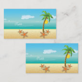 Carte de lieu de mariage de la plage de palmiers e (Devant / Derrière)