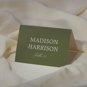 Carte de lieu de mariage vert olive à faire soi-mê