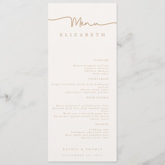 Carte de lieu de nom | Menu | Menus Mariages simpl (Devant)