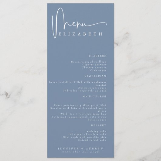 Carte de lieu de nom | Menu | Menus Mariages simpl (Devant)