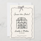 Carte de lieu de Save the date dessinée à la main (Devant)