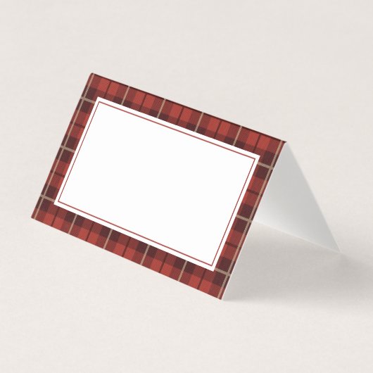Carte de lieu du dîner de Noël | Red Plaid (Front)