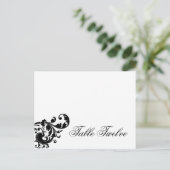 Carte de lieu écrite Filigree floral noir blanc (Debout devant)