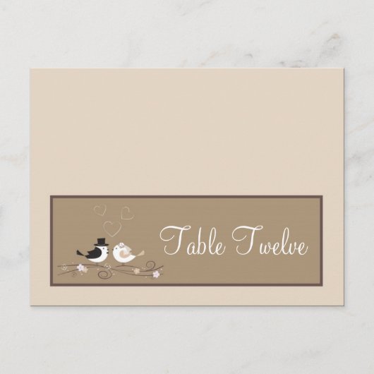 Carte de lieu écrite Mariage Oiseaux Marié Groom A (Devant)