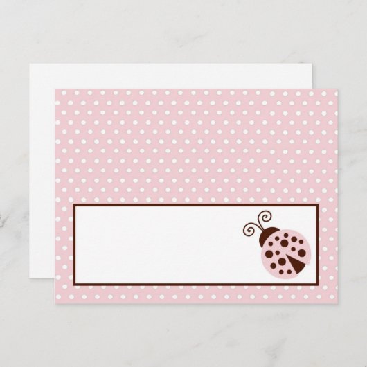 Carte de lieu écrite Pink Ladybug (Devant / Derrière)