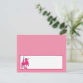 Carte de lieu écrite Poodle rose Paris Tour Eiffel (Debout devant)