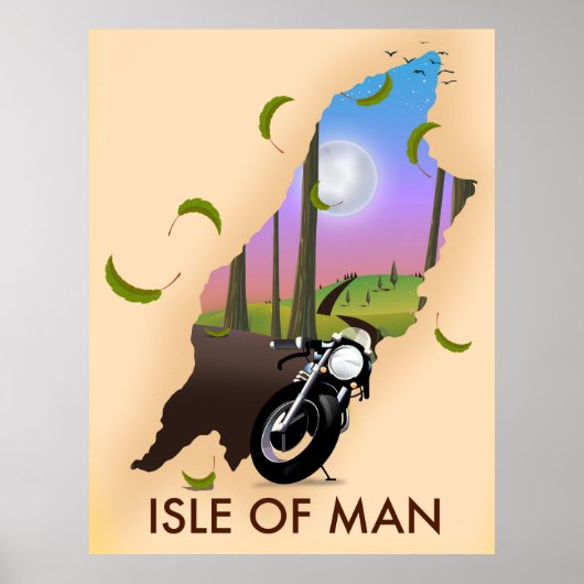 Carte de l'île de Man pour motards affiche de voya (Devant)