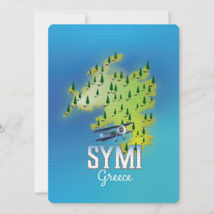 Carte de l'île de Symi Grèce affiche de voyage.