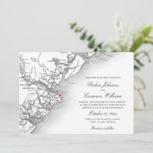 Carte de l'île de Tybee Mariage Noir et Blanc (Debout devant)