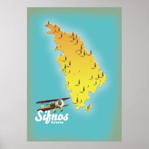 Carte de l'île grecque Samos Poster