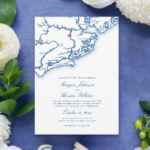 Carte de l'île Johns SC Élégant mariage bleu marin