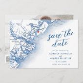 Carte de l'île moderne de Hilton Head SC Mariage (Devant / Derrière)