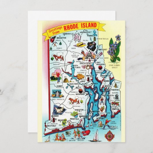 Carte de l'île Rhode Faire-part de déplacement (Devant / Derrière)