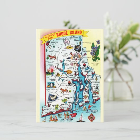 Carte de l'île Rhode Faire-part de déplacement (Debout devant)