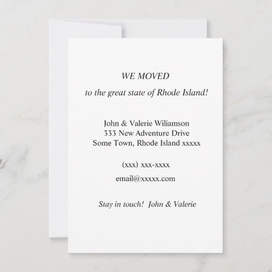 Carte de l'île Rhode Faire-part de déplacement (Dos)