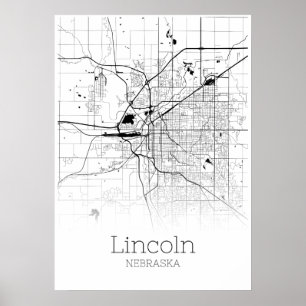 Carte de Lincoln - Nebraska - Poster de carte de v