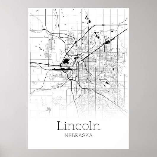 Carte de Lincoln - Nebraska - Poster de carte de v (Devant)