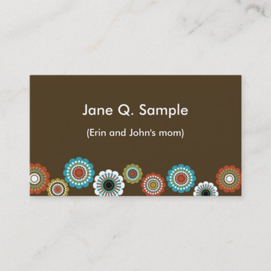 Carte de l'information de maman dans le brun (Devant)