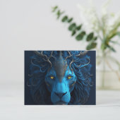 Carte de lion bleu (Debout devant)