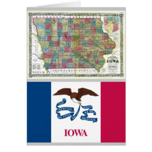 Carte de l'Iowa et drapeau d'état