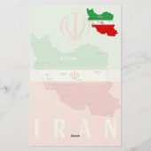 Carte de l'Iran avec drapeau et emblème (Dos)