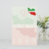 Carte de l'Iran avec drapeau et emblème (Debout devant)